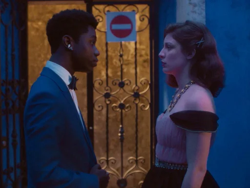 Two characters in "A Última Festa" facing each other.