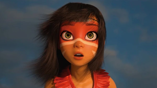 Surprised girl character in "Lendas da Amazônia".