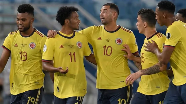 Colombia team celebrates joyfully in Copa America 2021.